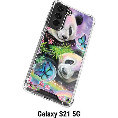 Rainbow Pandas with Butterflies by Sheena Pike Galaxy S21 5G Clear Case