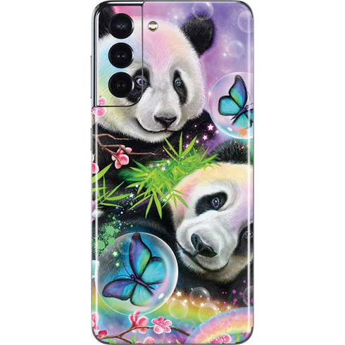 Rainbow Pandas with Butterflies by Sheena Pike Galaxy S21 5G Skin