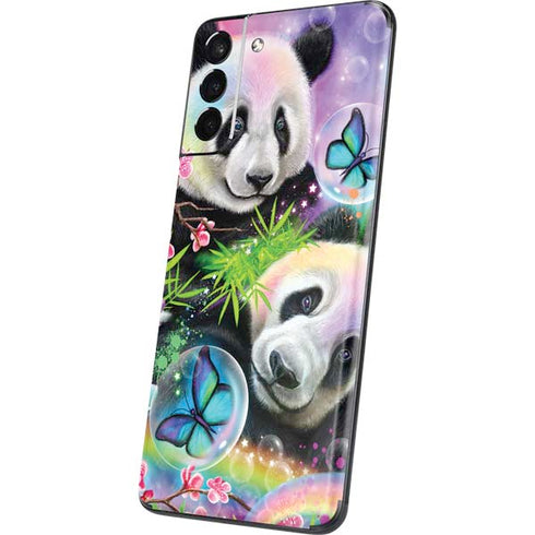 Rainbow Pandas with Butterflies by Sheena Pike Galaxy S21 5G Skin