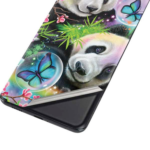 Rainbow Pandas with Butterflies by Sheena Pike Galaxy S21 5G Skin