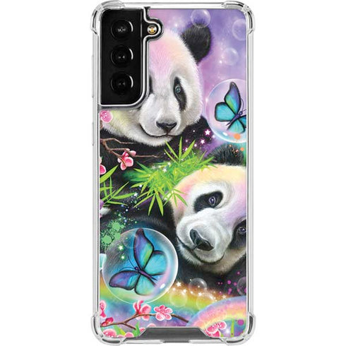 Rainbow Pandas with Butterflies by Sheena Pike Galaxy S21 FE Clear Case