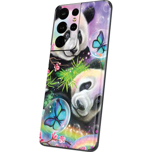 Rainbow Pandas with Butterflies by Sheena Pike Galaxy S21 Ultra 5G Skin