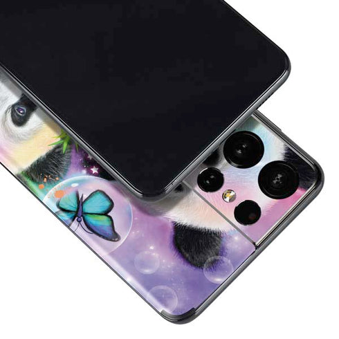 Rainbow Pandas with Butterflies by Sheena Pike Galaxy S21 Ultra 5G Skin