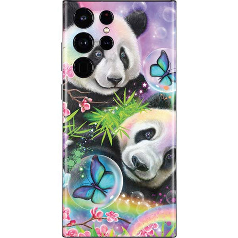 Rainbow Pandas with Butterflies by Sheena Pike Galaxy S22 Ultra Skin