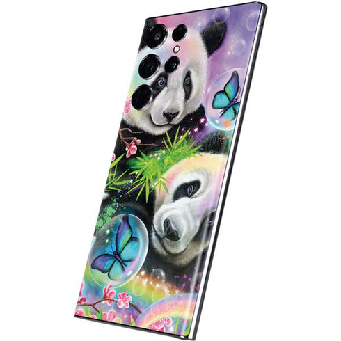 Rainbow Pandas with Butterflies by Sheena Pike Galaxy S22 Ultra Skin