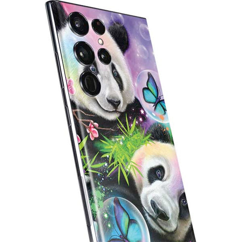Rainbow Pandas with Butterflies by Sheena Pike Galaxy S22 Ultra Skin