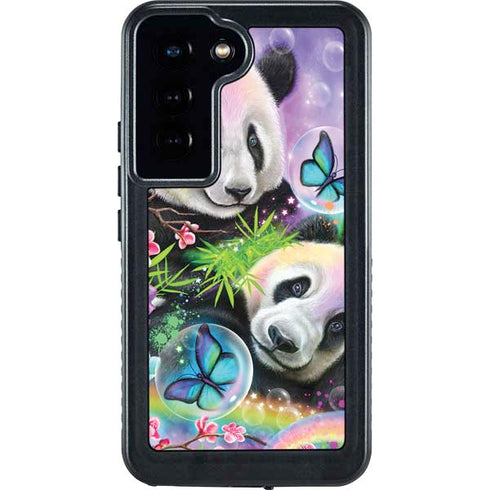 Rainbow Pandas with Butterflies by Sheena Pike Galaxy S23 Waterproof Case
