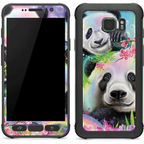Rainbow Pandas with Butterflies by Sheena Pike Galaxy S7 Active Skin