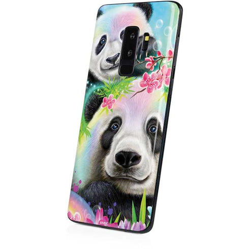 Rainbow Pandas with Butterflies by Sheena Pike Galaxy S9 Plus Skin
