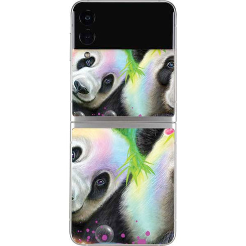 Rainbow Pandas with Butterflies by Sheena Pike Galaxy Z Flip3 5G Skin