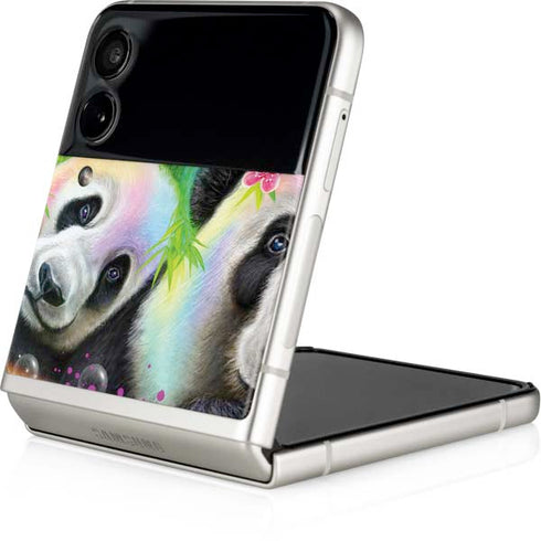 Rainbow Pandas with Butterflies by Sheena Pike Galaxy Z Flip4 5G Skin
