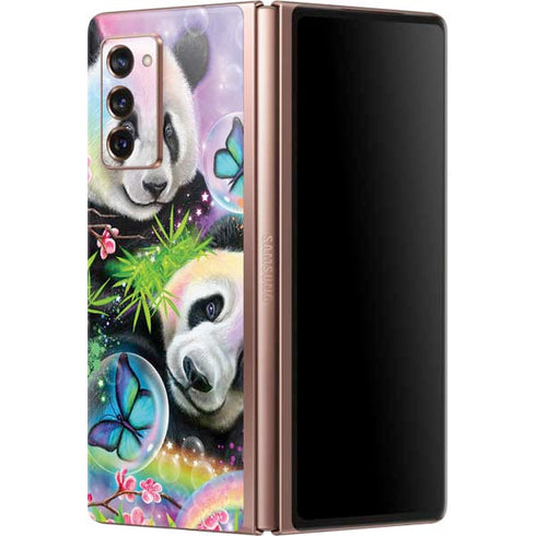 Rainbow Pandas with Butterflies by Sheena Pike Galaxy Z Fold2 5G Skin