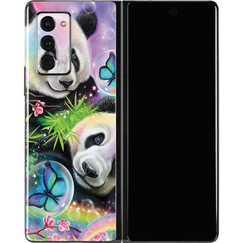 Rainbow Pandas with Butterflies by Sheena Pike Galaxy Z Fold2 5G Skin