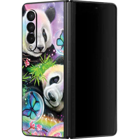 Rainbow Pandas with Butterflies by Sheena Pike Galaxy Z Fold3 5G Skin
