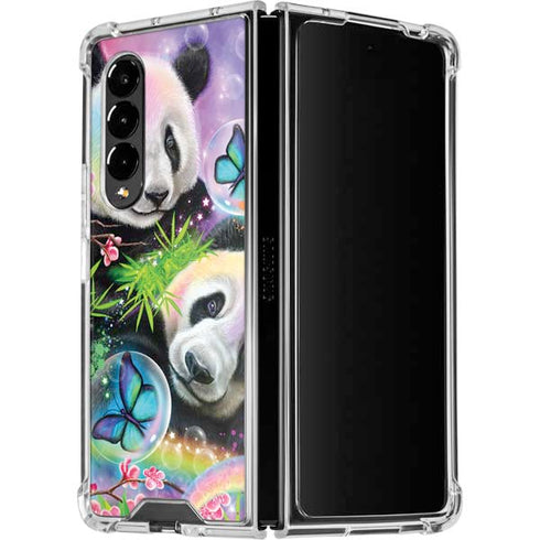 Rainbow Pandas with Butterflies by Sheena Pike Galaxy Z Fold4 5G Clear Case