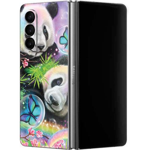Rainbow Pandas with Butterflies by Sheena Pike Galaxy Z Fold4 5G Skin