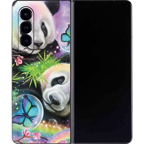 Rainbow Pandas with Butterflies by Sheena Pike Galaxy Z Fold4 5G Skin
