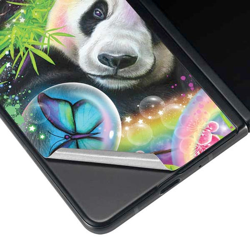 Rainbow Pandas with Butterflies by Sheena Pike Galaxy Z Fold4 5G Skin