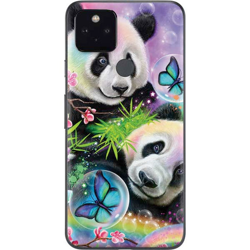 Rainbow Pandas with Butterflies by Sheena Pike Google Pixel 5a Skin
