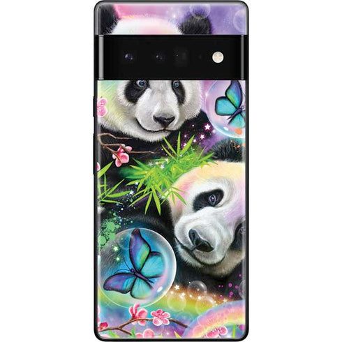 Rainbow Pandas with Butterflies by Sheena Pike Google Pixel 6 Pro Skin