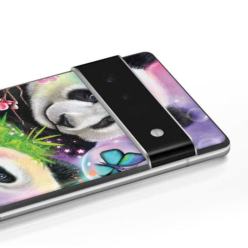 Rainbow Pandas with Butterflies by Sheena Pike Google Pixel 6 Pro Skin