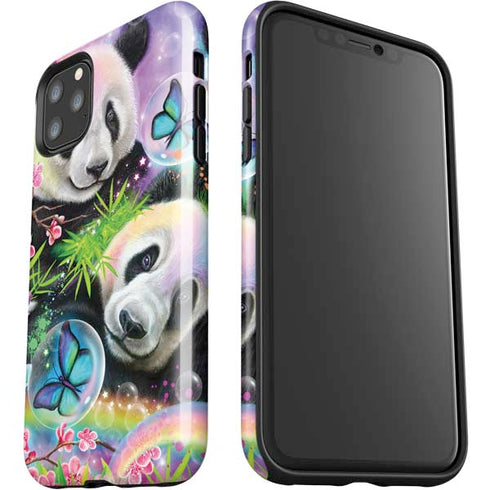 Rainbow Pandas with Butterflies by Sheena Pike iPhone 11 Pro Max Impact Case