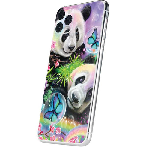 Rainbow Pandas with Butterflies by Sheena Pike iPhone 11 Pro Max Skin