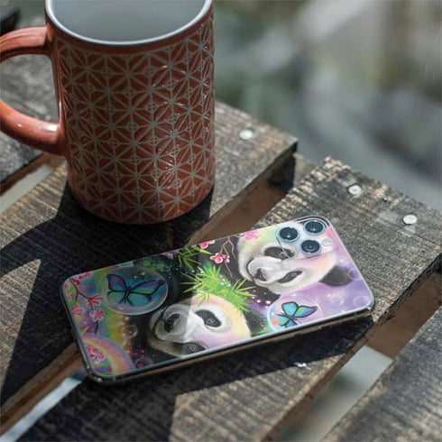 Rainbow Pandas with Butterflies by Sheena Pike iPhone 11 Pro Max Skin