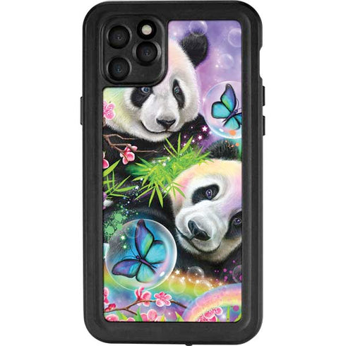 Rainbow Pandas with Butterflies by Sheena Pike iPhone 11 Pro Max Waterproof Case