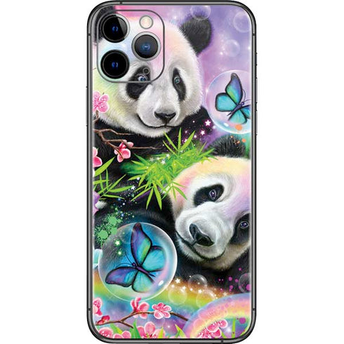 Rainbow Pandas with Butterflies by Sheena Pike iPhone 11 Pro Skin