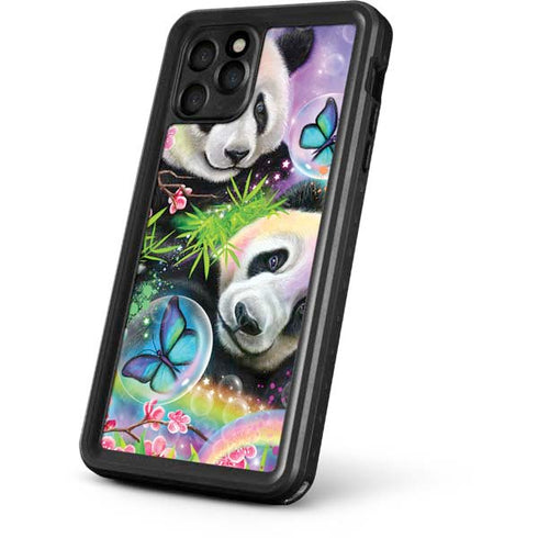 Rainbow Pandas with Butterflies by Sheena Pike iPhone 11 Pro Waterproof Case