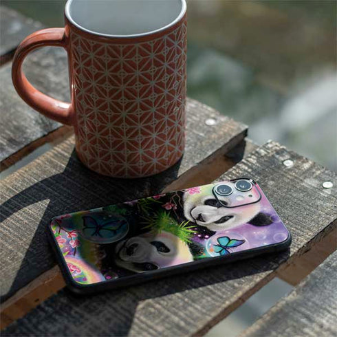 Rainbow Pandas with Butterflies by Sheena Pike iPhone 11 Skin