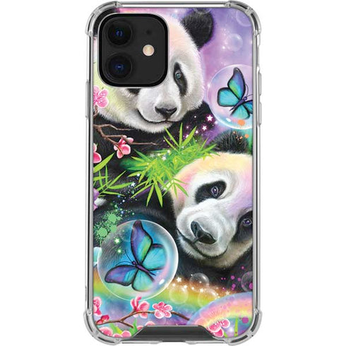 Rainbow Pandas with Butterflies by Sheena Pike iPhone 12 Mini Clear Case
