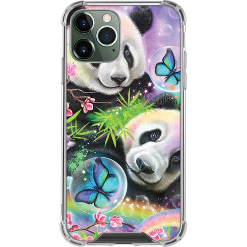 Rainbow Pandas with Butterflies by Sheena Pike iPhone 12 Pro Max Clear Case