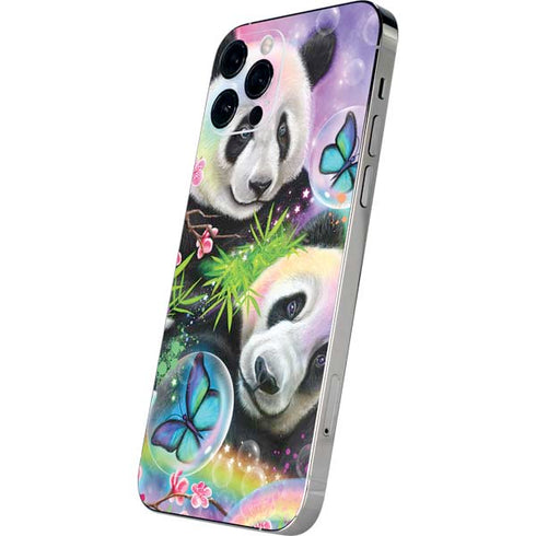 Rainbow Pandas with Butterflies by Sheena Pike iPhone 12 Pro Max Skin
