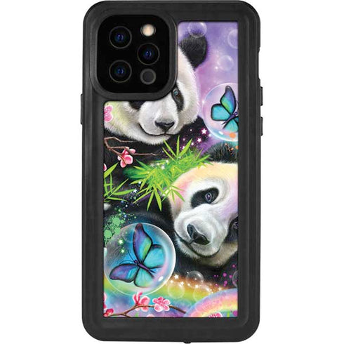 Rainbow Pandas with Butterflies by Sheena Pike iPhone 12 Pro Waterproof Case