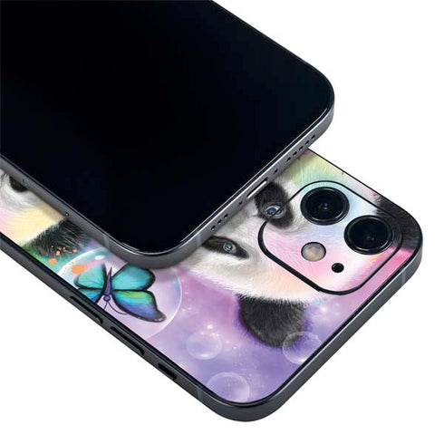 Rainbow Pandas with Butterflies by Sheena Pike iPhone 12 Skin