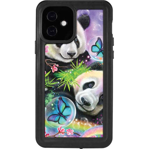 Rainbow Pandas with Butterflies by Sheena Pike iPhone 12 Waterproof Case