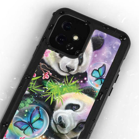 Rainbow Pandas with Butterflies by Sheena Pike iPhone 12 Waterproof Case