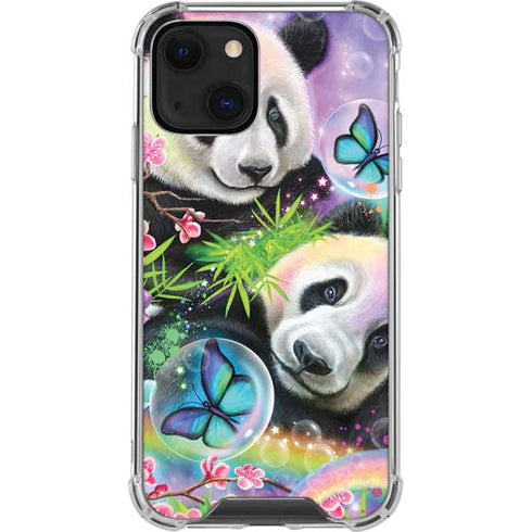 Rainbow Pandas with Butterflies by Sheena Pike iPhone 13 Mini Clear Case