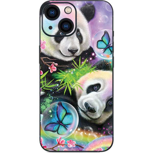 Rainbow Pandas with Butterflies by Sheena Pike iPhone 13 Mini Skin