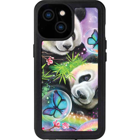 Rainbow Pandas with Butterflies by Sheena Pike iPhone 13 Mini Waterproof Case