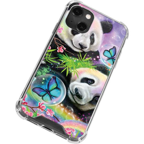 Rainbow Pandas with Butterflies by Sheena Pike iPhone 14 Plus Clear Case