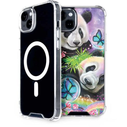 Rainbow Pandas with Butterflies by Sheena Pike iPhone 14 Plus MagSafe Case