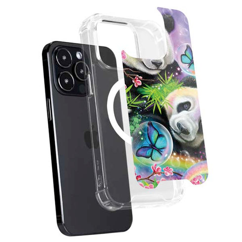 Rainbow Pandas with Butterflies by Sheena Pike iPhone 14 Pro Max MagSafe Case