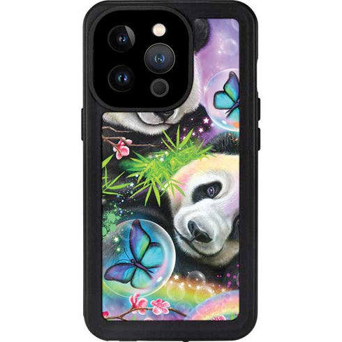 Rainbow Pandas with Butterflies by Sheena Pike iPhone 14 Pro Waterproof Case