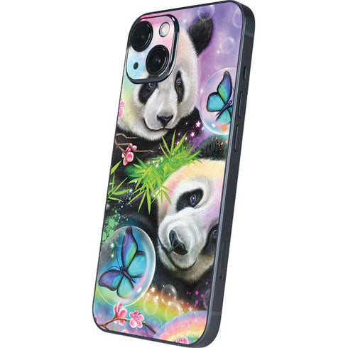 Rainbow Pandas with Butterflies by Sheena Pike iPhone 14 Skin