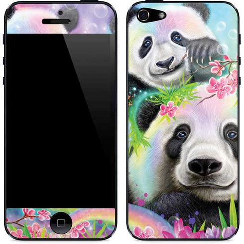 Rainbow Pandas with Butterflies by Sheena Pike iPhone 5/5s/5SE Skin