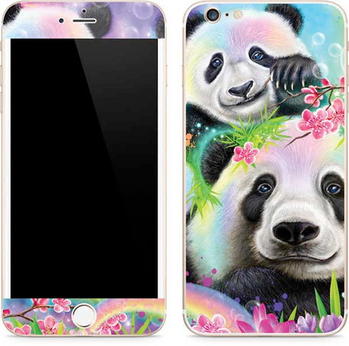 Rainbow Pandas with Butterflies by Sheena Pike iPhone 6/6s Plus Skin