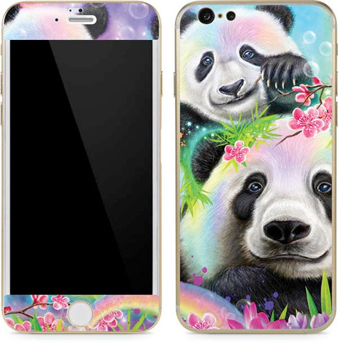 Rainbow Pandas with Butterflies by Sheena Pike iPhone 6/6s Skin